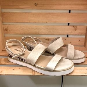 JustFab snakeskin print sandals